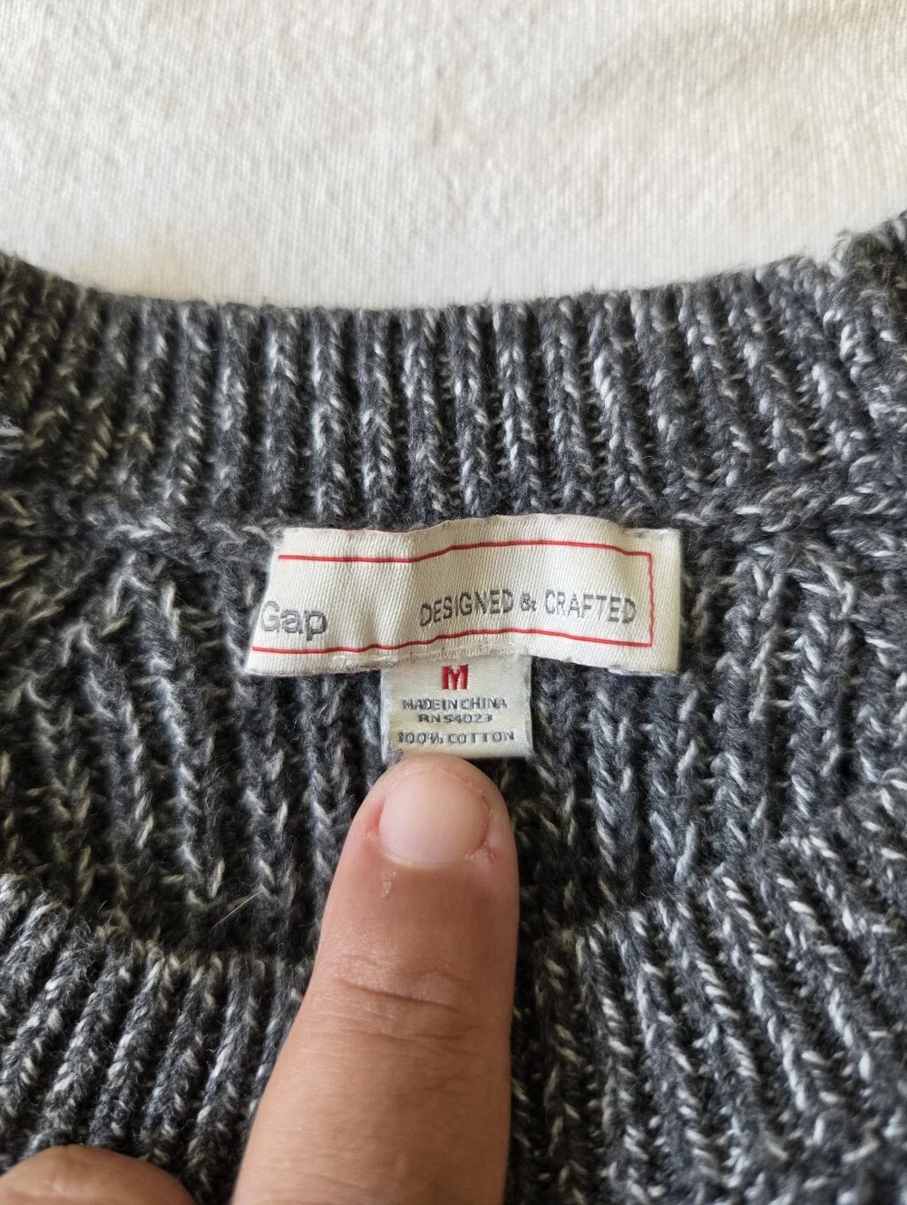 Vintage Gap Crewneck Sweater Mens Medium 100% Cotton 1990s Y2K Slate Gray